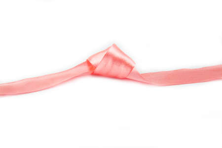 Red ribbon bookmark isolated on white backgroundの写真素材
