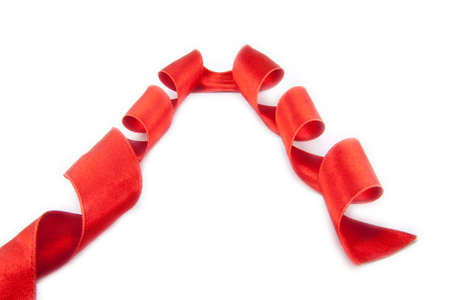 Red ribbon bookmark isolated on white background