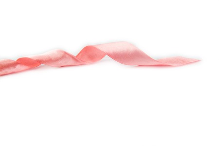 Red ribbon bookmark isolated on white backgroundの写真素材