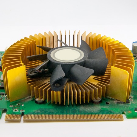 Computer graphics card with closeup electronic components