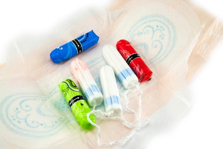 Woman hygiene protection isolated on the whiteの写真素材