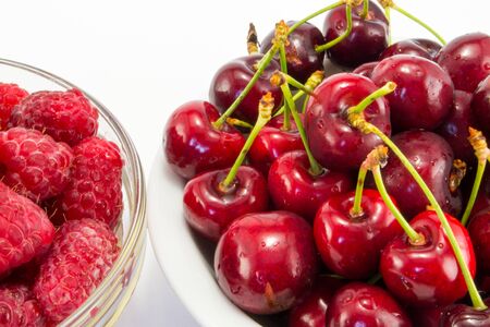 delicious and juicy berry raspberry and cherryの写真素材