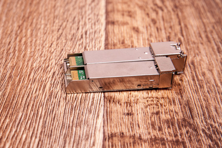 Optical gigabit SFP module for network switchの写真素材