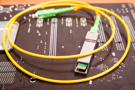 Optical gigabit SFP module for network switchの写真素材