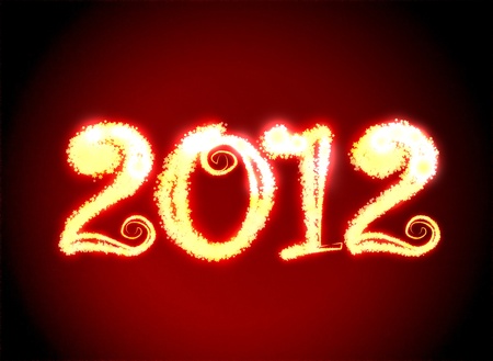 Date New Year 2012 on dark red backgroundの写真素材