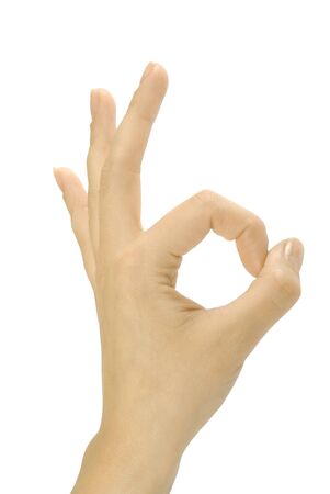 OK hand sign isolate on whiteの写真素材