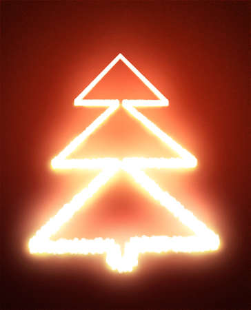 Abstract Christmas tree on the red backgroundの写真素材