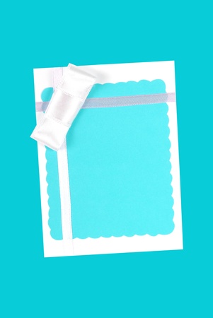 Greeting card isolated on the green backgroundの写真素材