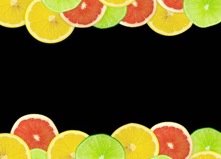 Abstract background of citrus slices. Closeup. Studio photography.の写真素材