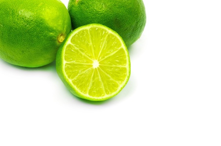 Fresh ripe lime  Isolated on white backgroundの写真素材