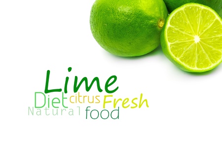 Fresh ripe lime. Isolated on white backgroundの写真素材