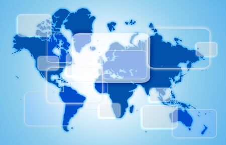 touch screen interface with world mapの写真素材