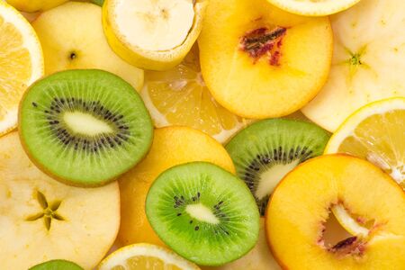 Sliced fruits backgroundの写真素材