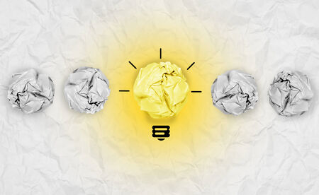 light bulb crumpled paper as creative concept