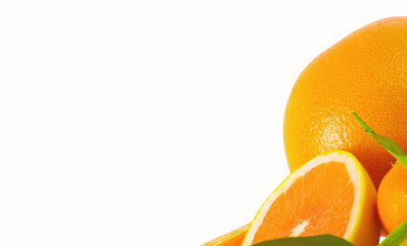 Vitamin C Overload, Stacks of sliced fruit isolated on whiteの写真素材