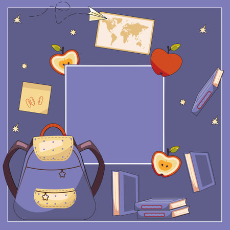 Back to school and education frame with school supplies vector illustration graphic designのイラスト素材