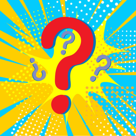 Question mark on a pop art background. Vector illustration in retro style.のイラスト素材