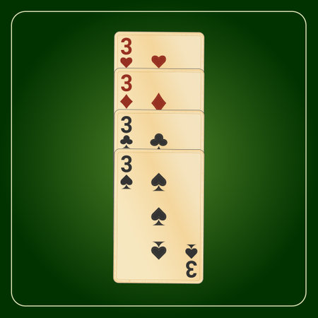 Playing cards on a green background. Vector illustration.のイラスト素材