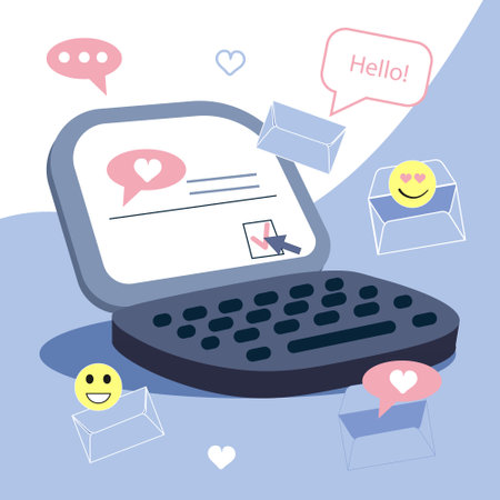 Vector illustration of a laptop with a message in the speech bubble.のイラスト素材