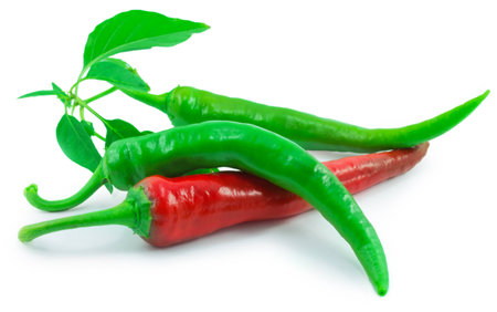 hot pepper isolated on white backgroundの写真素材