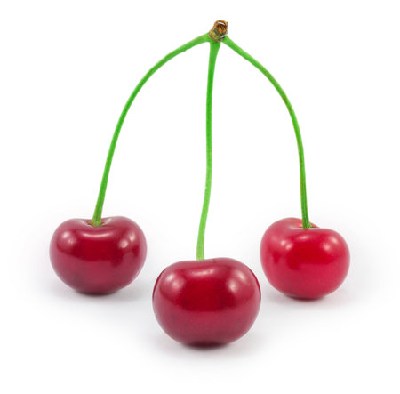 sweet cherries isolated on a white backgroundの写真素材