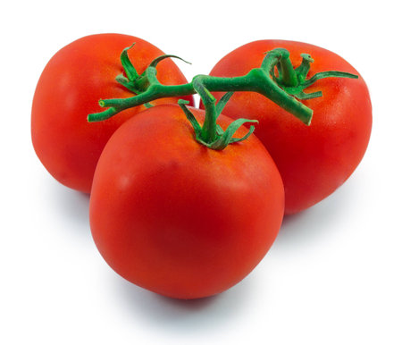 tomatoes isolated on bilomufoniの写真素材
