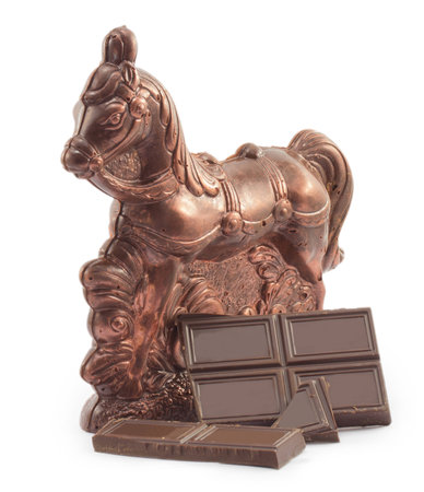 chocolate horse isolated on a white backgroundの写真素材