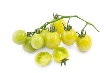 cherry tomatoes isolated on a white backgroundの写真素材