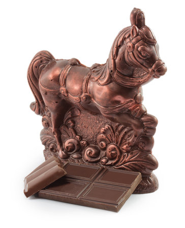 chocolate horse isolated on a white backgroundの写真素材