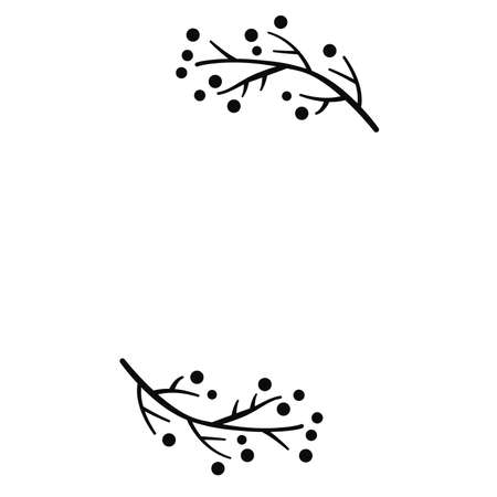 Floral design element - graphic drawing of a brunch with leavesのイラスト素材