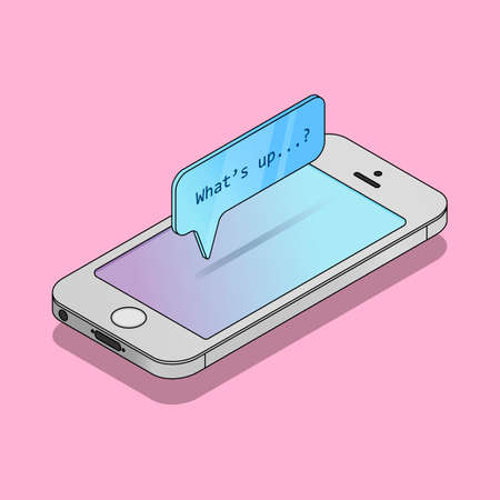Mobile phone. Social network concept. Messenger window. Chating ,line and messaging concept. Vector illustration.のイラスト素材