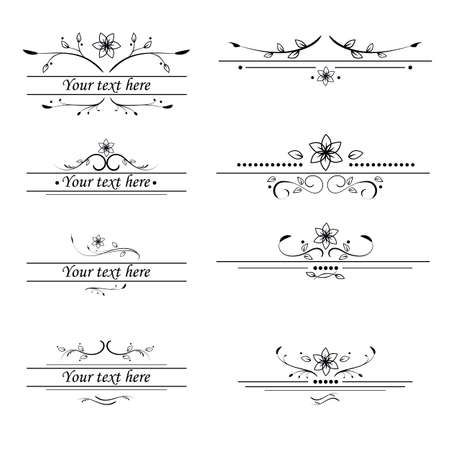 set of floral vintage frames, text dividersのイラスト素材