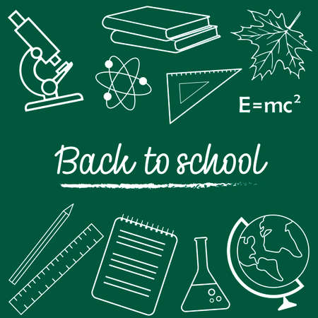 Back to school background, vector illustration, school boardのイラスト素材