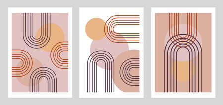Abstract contemporary background with geometric shapes.. Modern minimalistic posters. Composition for wall decorationのイラスト素材