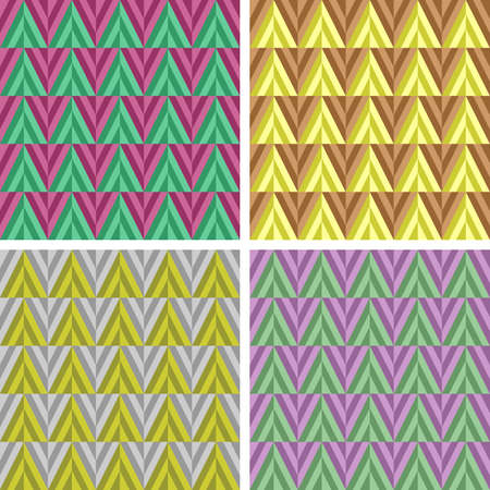 Set of four geometric seamless, triangle pattern.のイラスト素材