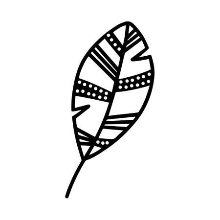 Vector hand drawn autumn leaf isolated on white background icon. Cute doodle fall leaf for seasonal design, textile, decoration for greeting card. Doodle coloring page for adult and kids. Ink line artのイラスト素材
