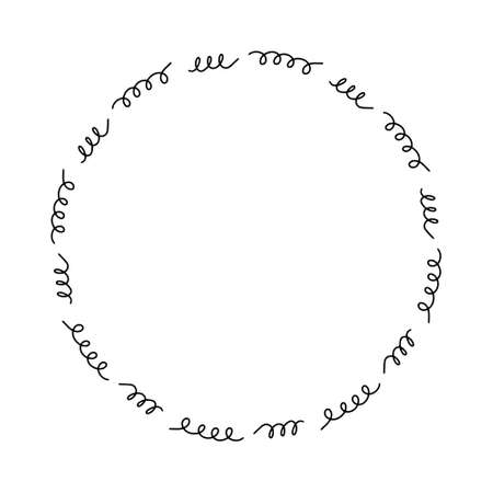 Vector doodle circular mandala curls pattern frame for Mehndi, tattoo, decoration. Decorative ornament in ethnic oriental style. Adult and kids coloring book page. Isolated on white background icon.のイラスト素材