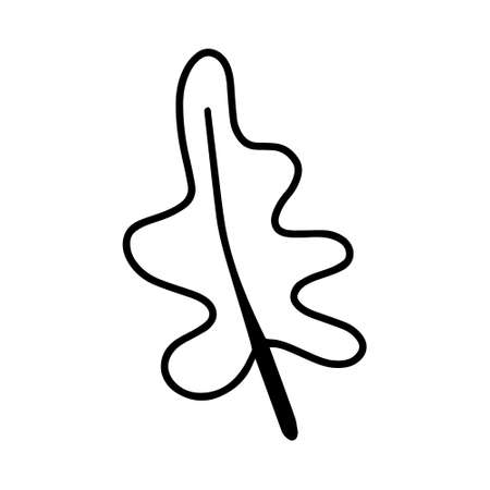 Vector hand drawn autumn leaf isolated on white background icon. Cute doodle fall leaf for seasonal design, textile, decoration for greeting card. Doodle coloring page for adult and kids. Ink line artのイラスト素材