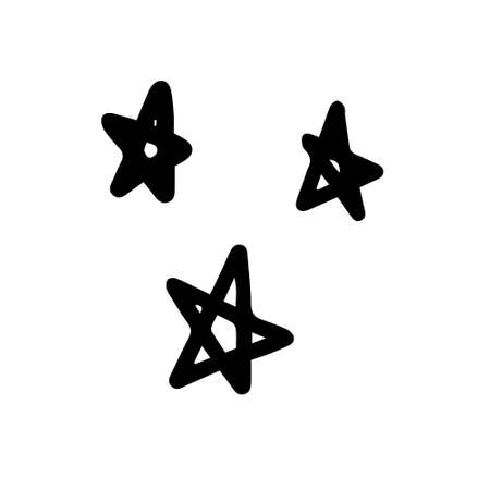 Vector stars single elements isolated on white background icon. Cute illustration for seasonal design, textile, decoration kids playrooms and greeting card. Hand drawn prints and doodle snowflakes.のイラスト素材