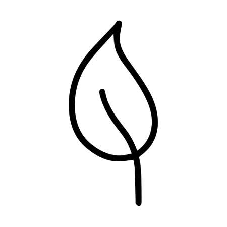 Vector hand drawn autumn leaf isolated on white background icon. Cute doodle fall leaf for seasonal design, textile, decoration for greeting card. Doodle coloring page for adult and kids. Ink line artのイラスト素材