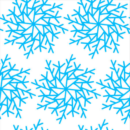 Christmas seamless pattern with snowflakes isolated on white background. Happy new year wallpaper and wrapper for seasonal design, textile, decoration, greeting card. Hand drawn prints and doodle.のイラスト素材