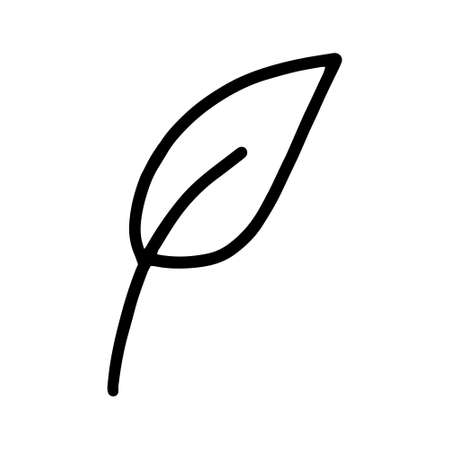 Vector hand drawn leaf icon isolated on white background. Ecology concept. Funny, cute illustration for seasonal design, textile, decoration for greeting card. Kids coloring page in doodle style.のイラスト素材
