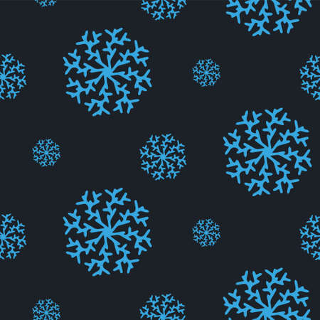 Christmas seamless pattern with snowflakes isolated on dark background. Happy new year wallpaper and wrapper for seasonal design, textile, decoration, greeting card. Hand drawn prints and doodle.のイラスト素材