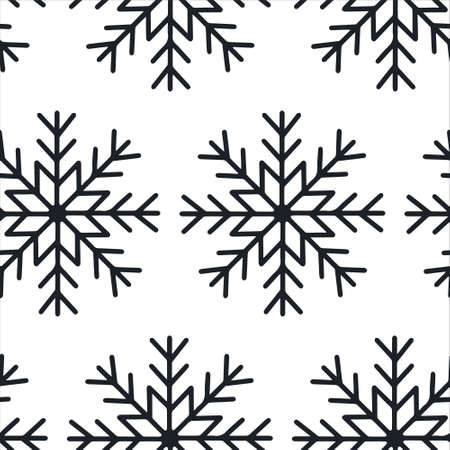 Cute Christmas seamless pattern with snowflakes isolated on white background. Happy new year wallpaper and wrapper for seasonal design, textile, decoration, greeting card. Hand drawn prints and doodle.のイラスト素材