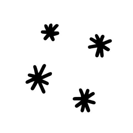 Vector stars single elements isolated on white background icon. Cute illustration for seasonal design, textile, decoration kids playrooms and greeting card. Hand drawn prints and doodle snowflakes.のイラスト素材