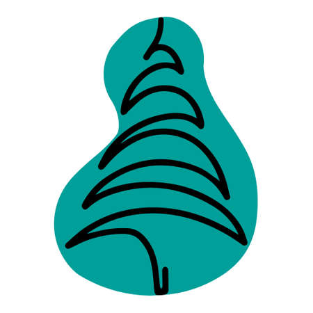 Vector hand drawn Christmas tree isolated on white background icon. Funny abstract doodle vintage illustration for seasonal design, textile, decoration for greeting card. Line art new year Spruce.のイラスト素材