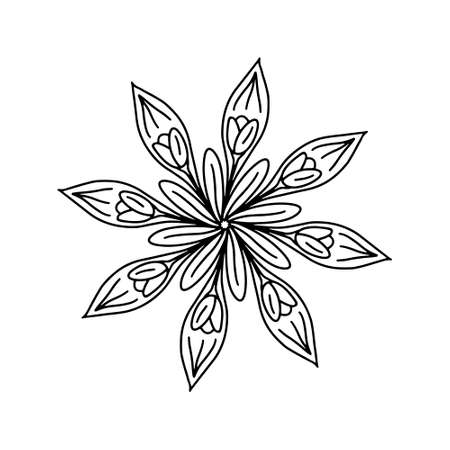 Vector hand drawn tulip isolated on white background icon. Cute doodle floral for seasonal design, textile, decoration for greeting card. Doodle coloring page for adult and kids. Ink scribble line artのイラスト素材