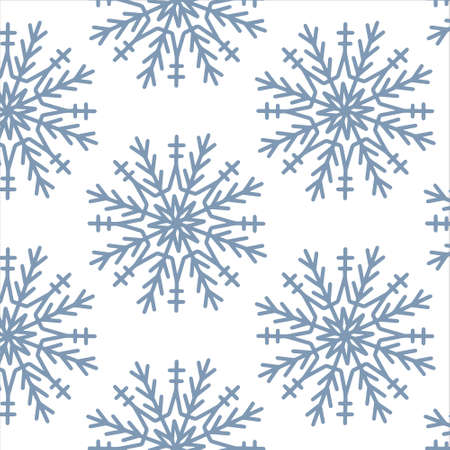 Cute Christmas seamless pattern with snowflakes isolated on white background. Happy new year wallpaper and wrapper for seasonal design, textile, decoration, greeting card. Hand drawn prints and doodleのイラスト素材