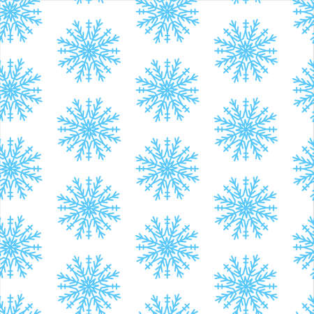 Cute Christmas seamless pattern with snowflakes isolated on white background. Happy new year wallpaper and wrapper for seasonal design, textile, decoration, greeting card. Hand drawn prints and doodle.のイラスト素材