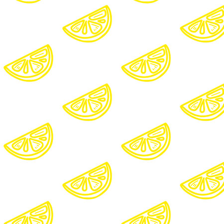 Fresh lemons background, hand drawn icons. Colorful wallpaper vector. Seamless pattern with fresh fruits collection. Decorative illustration, good for printing. Symbol of summer. Doodle style.のイラスト素材